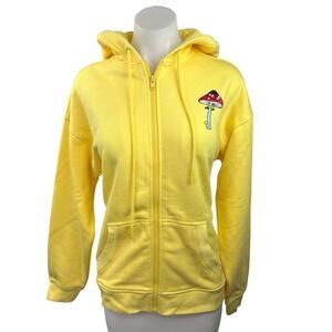 Terez Yellow Mushroom Rainbow Graphic Hoodie Hooded Jacket Sweatshirt Top Size S